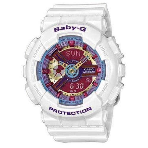 Image of Baby-G hvid resin med stål quartz multifunktion (5338) Dame ur fra Casio, BA-112-7AER